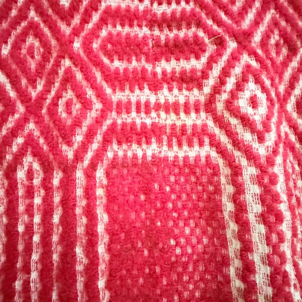 Vintage‎ Greek Wool Karameloti Woven Red  Blanket Hand Loomed Textile Boho Throw